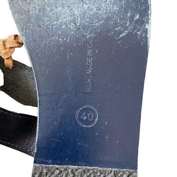 Ancient Greek Sandals Melpomeni Toe Loop Braided Blue Gold Leather Size 40 US 10 - Picture 8 of 9